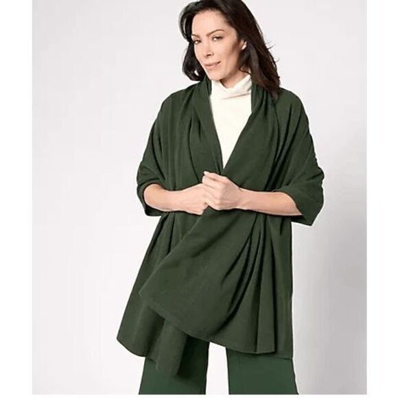 Beautiful by Lawrence Womens OS Zarian Pashmina Sweater Shawl Mtn Green NWOT) - Picture 2 of 3